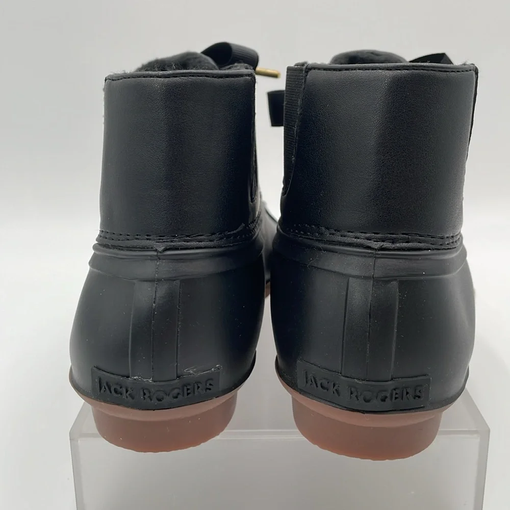 Jack‎ Rogers Black Ribbon Lace Up Rain Boots Duck Boots Rubber Booties - 6